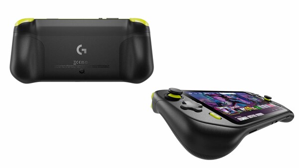 Черная Logitech G Cloud имеет неоново-желтые триггеры и плечевые кнопки. (Источник изображения: Logitech)