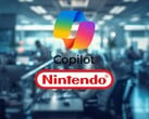 Офис с логотипами Microsoft Copilot и Nintendo