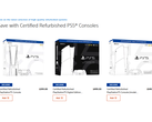 Снимок экрана с изображением сертифицированных восстановленных консолей PlayStation 5 от Sony на PlayStation Direct