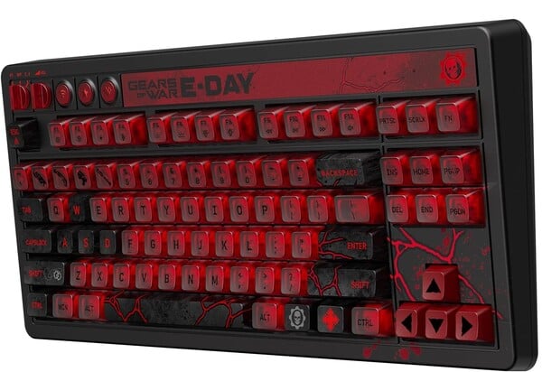 Механическая клавиатура 8BitDo Retro 87: Gears of War E Day Edition оснащена специально разработанными линейными переключателями.
