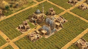 Изображение, на котором показана ферма в игре «Anno 1404 — History Edition».