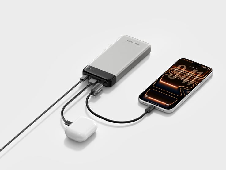 Банк питания Rapid (20K, 45 Вт) имеет встроенный кабель USB-C, который также служит ремешком для переноски