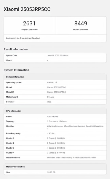 Xiaomi Pad 7S Pro на Geekbench