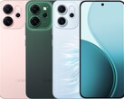 Oppo Reno14 F поставляется в глянцевом розовом, светящемся зеленом и опаловом зеленом цветовых вариантах (Источник изображения: Oppo)