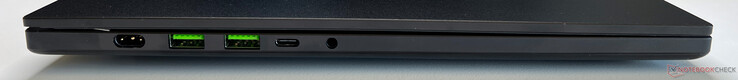 Слева: питание, 2x USB-A 3.2 Gen.2, USB-C 4.0 (40 Гбит/с, DisplayPort 1.4, Power Delivery 3.0), 3,5 мм аудио