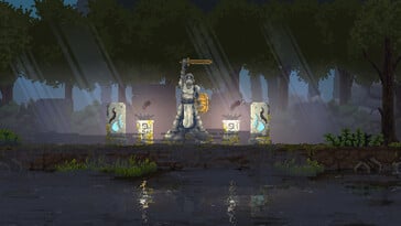 Изображение, на котором изображена статуя в игре «Kingdom: New Lands»
