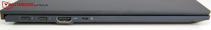 Левая сторона: 2х USB Type-C 3.2 Gen2 (Thunderbolt 4), HDMI, microHDMI (LAN)