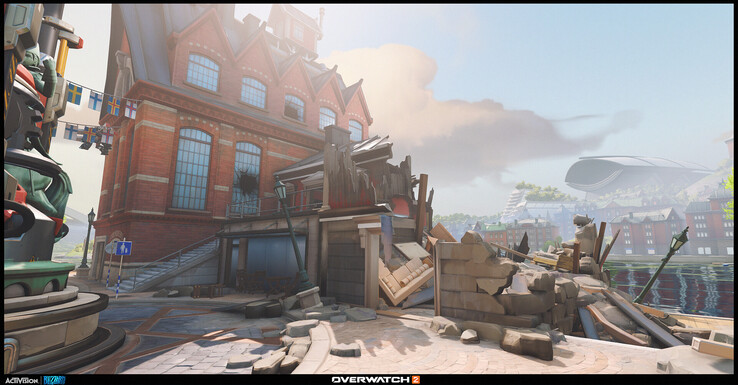 Заваленные обломками улицы и частично разрушенные интерьеры в Overwatch 2 подчеркивают экологический сюжет, лежащий в основе сюжетных миссий и
