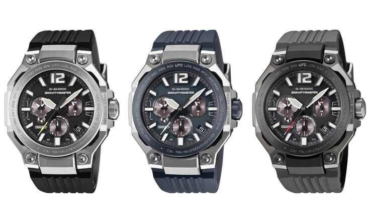 Слева направо: часы Casio G-Shock GWR-B3000-1A, GWR-B3000A-2A и GWR-B3000B-8A