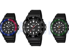 На фотографии слева направо: Casio MRW-240H-1E1JF, MRW-240H-1E2JF и MRW-240H-1E3JF.