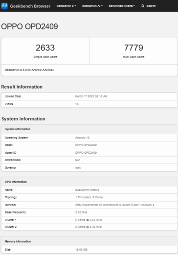 ...В то время как "Oppo Pad 4 Pro" пробрался на Geekbench. (Источник: 3C через MySmartPrice, Geekbench)