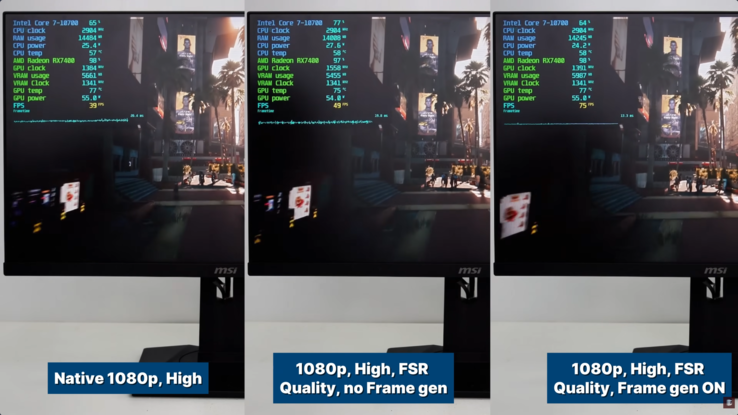 Бенчмаркинг CyberPunk на установке RX 7400 / Intel Core i7-10700.