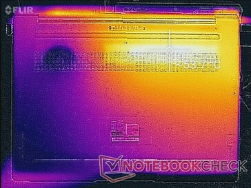 Нагрев под нагрузкой, днище ноутбука
