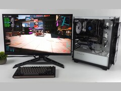 Бюджетный игровой ПК с Intel Arc A380 и Nvidia RTX 3060, работающий на Cyberpunk 2077 с использованием технологии Lossless Scaling для генерации кадров с помощью двух GPU, показывает счетчики FPS на экране (Источник изображения: ETA PRIME через YouTube)