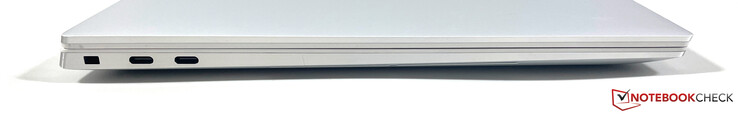 Левая сторона: слот для замка, 2x USB-C with Thunderbolt 4 (DisplayPort, PowerDelivery)