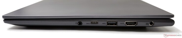 Правая сторона: аудио разъем, USB 3.2 Gen2 Type-C (Power Delivery/DisplayPort), USB 3.2 Gen1 Type-A, HDMI 2.1, разъем питания