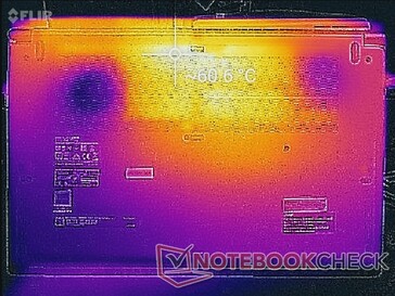 Нагрев под нагрузкой, днище ноутбука