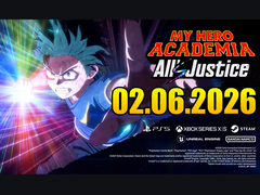 Ключевая иллюстрация к игре My Hero Academia: All's Justice, на котором изображен Идзуку Мидория, тянущийся вперед с эффектом светящейся энергии, и дата выхода 02 июня 2026 года. (Источник: YouTube)