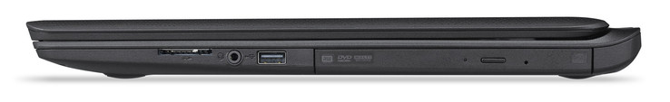 Правая сторона: картридер, аудио разъем, порт USB 2.0 Type-A, DVD привод