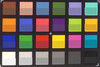 Снимок калибровочной таблицы ColorChecker. Эталонные цвета изображены в нижней половине каждого цветового поля.