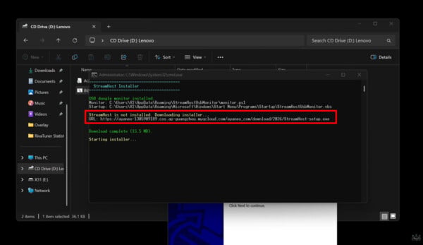 Программное обеспечение Streamhost для Lenovo Legion C700, предназначенное для игр с низкой задержкой, загружается с сервера Ayaneo.