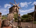 Изображение, на котором изображены крестьянин и мельница в игре «Medieval Dynasty».