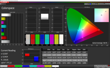 CalMAN: Colour space (True Tone включен, sRGB)
