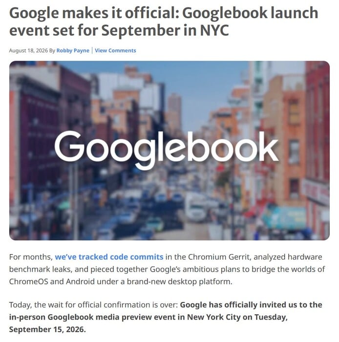 Сайт Chrome Unboxed получил приглашение на мероприятие для СМИ, организованное Google Books.