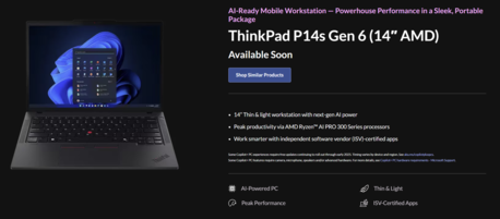 Lenovo ThinkPad P14s Gen 6 AMD (источник изображения: Lenovo)