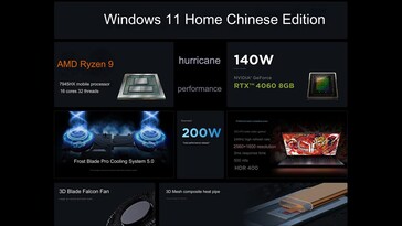 Основные характеристики игрового ноутбука (Источник изображения: Lenovo)