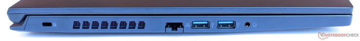 Левая сторона: слот замка Kensington, гигабитный ethernet, 2x USB 3.1 Gen 1, комбинированный аудио разъем