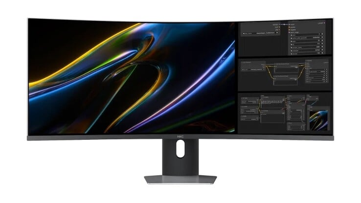 Игровой монитор с технологией mini LED имеет разрешение 5 760 на 2 160 пикселей.