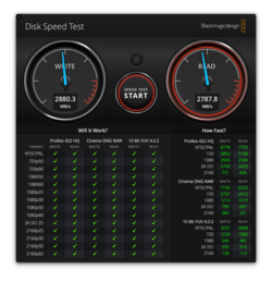 Скорость чтения/записи - 2800 МБ/с в macOS