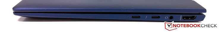 Справа: 2x Thunderbolt 3 (USB C + Power Delivery 3.0), аудиогнездо 3.5 мм, HDMI 1.4
