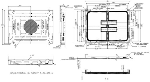 Судя по размеру и разъёмам LGA 4677 сокет не будет совместим с современными процессорами Xeon. (Источник: @momomo_us из Twitter)