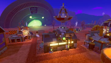 Изображение, на котором показано здание в игре SteamWorld Build.