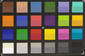 Фото таблицы ColorChecker; оригинальные цвета в нижней половине.
