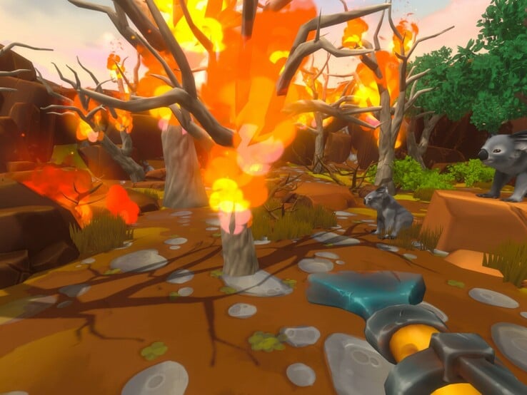 Иногда игрокам также приходится тушить пожары в Fresh Start Cleaning Simulator.