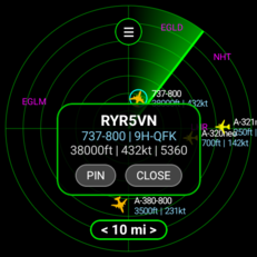 Инструмент для отслеживания самолётов в приложении Flight Scanner