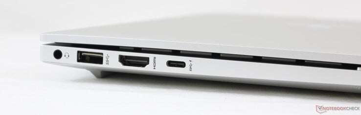 Слева: Аудио 3.5 мм, USB 3.1 Gen 1 (5 Гбит), Thunderbolt 4 (USB-C, PD, DisplayPort 1.4)