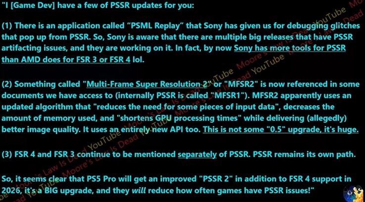 По сообщениям, Sony готовит PSSR2 для PS5 Pro в следующем году. (Источник изображения: Moore's Law Is Dead)