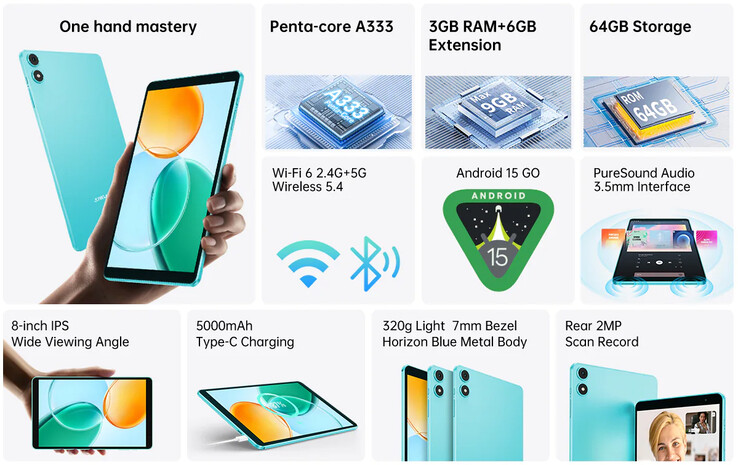 Основные характеристики планшета P85 (Источник изображения: Teclast)