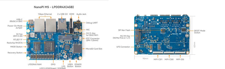 Твердотельный накопитель NVMe может быть подключен с обратной стороны SBC (Источник изображения: FriendlyELEC)