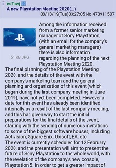 Sony PlayStation 5 could be unveiled at the PlayStation Meeting 2020 in February - 1. (Source: User D.Final on NeoGAF Forums)