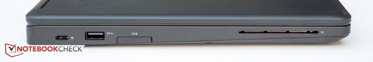 слева: DisplayPort через USB Type-C (опционально - с Thunderbolt3), USB 3.0, адаптер карт памяти SD