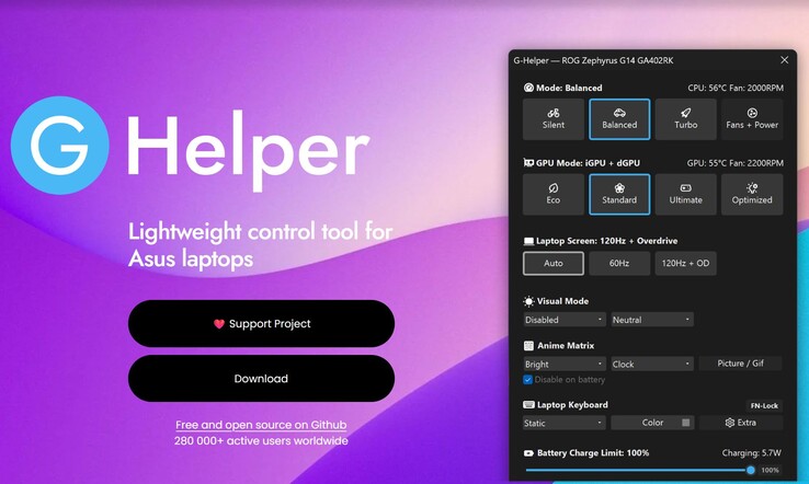 Веб-страница G-Helper (Источник изображения: Снимок экрана, g-helper.com)