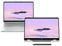 HP Chromebook Plus 14 и HP Chromebook Plus x360 14 в цвете Glacier Silver. (Источник изображения: HP)