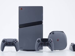 Ограниченное издание консоли PlayStation 5 Pro 30th Anniversary в ретро-серых тонах с двумя подходящими контроллерами DualSense, сумкой для переноски и док-станцией для зарядки контроллера. (Источник изображения: Sony Interactive Entertainment)