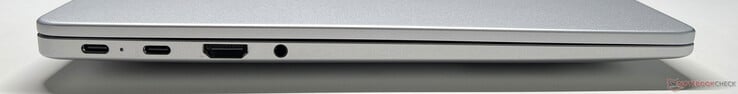 Слева: 2x USB-C 3.2 Gen.2 (10 Гбит/с, DisplayPort ALT mode 1.4, Power Delivery), HDMI 2.1, аудио 3,5 мм