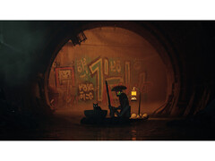 Скриншот из игры Stray, демонстрирующий детализированное окружение в стиле киберпанк. (Источник изображения: Steam)